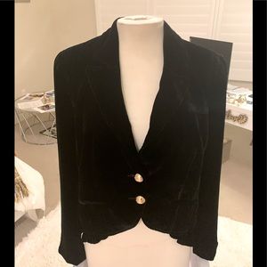 New! Juicy Couture Black Velvet Peplum Blazer XL